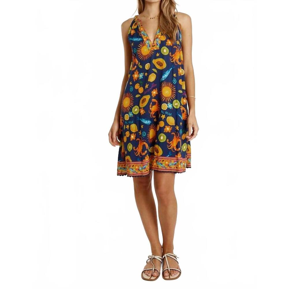 NEW LULALIFE aliyah mini sundress in navy